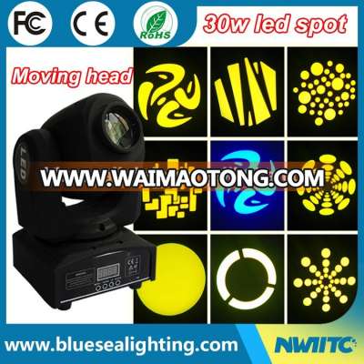 Party disco dj stage light 30w dmx mini gobo projector spot led moving head